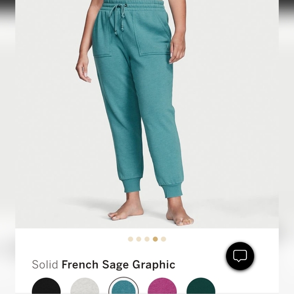 NWT VICTORIAS SECRET OUTFIT CROP  HOODIE WITH MATCHING JOGGERS PRETTY SAGE COLOR - Picture 6 of 7